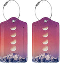 2 Pack Luggage Tag for Suitcase, Cute Unique Leather Suitcase Tags Identifiers with Privacy Name Address Labels & Durable Steel Loop for Women Men Travel