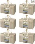 BALEINE 6-Pack Oversized Moving Bags with Reinforced Handles, Heavy-Duty Storage Tote for Clothes, Moving Supplies (Color Stripe with Window, 6-Pack)