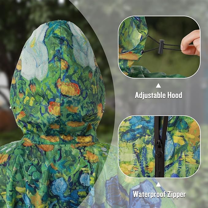SaphiRose Unisex Rain Poncho Raincoat Hooded for Adults Women with Pockets
