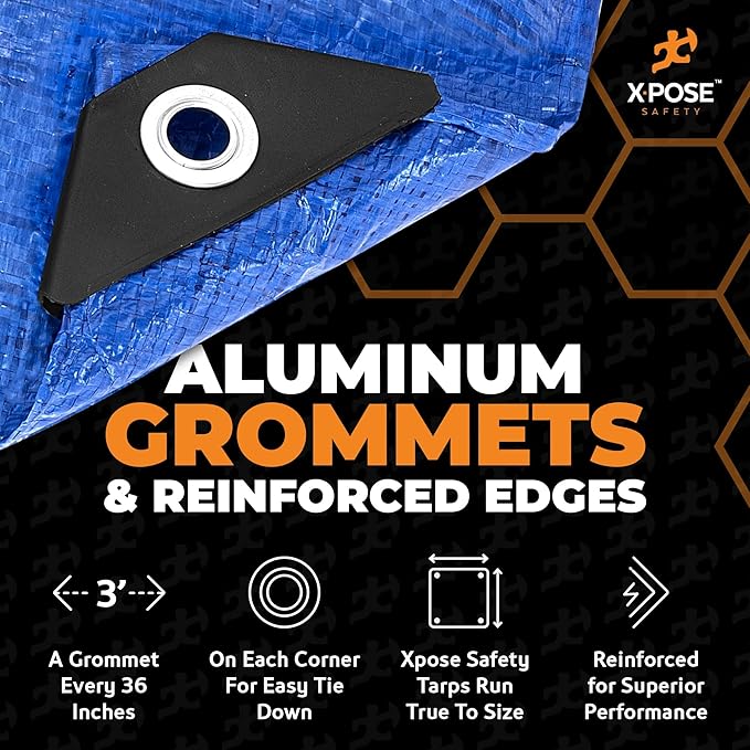Better Blue Poly Tarp 30' x 60' - Multipurpose Protective Cover - Lightweight, Durable, Waterproof, Weather Proof - 5 Mil Thick Polyethylene - by Xpose Safety