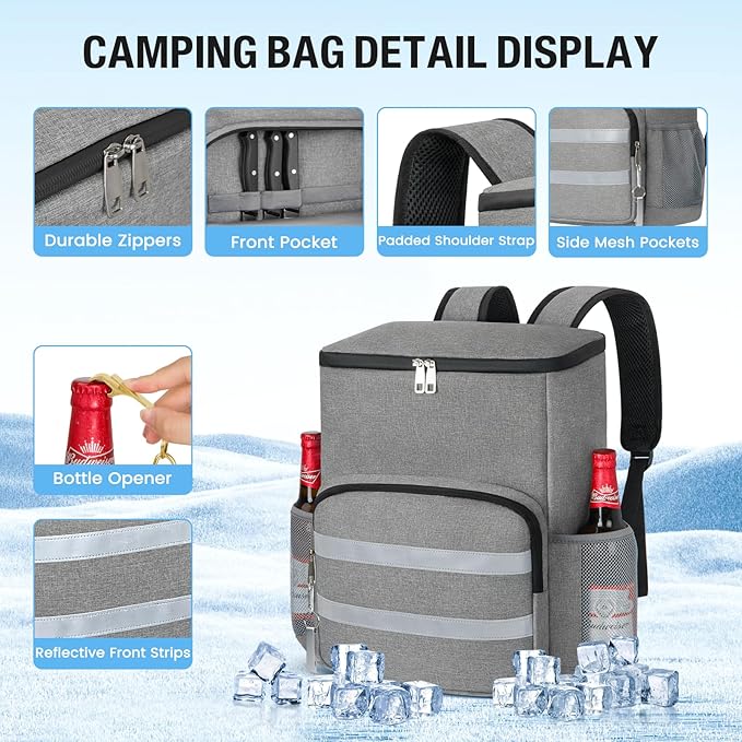 Backpack Cooler - 54 Cans Large Capacity Insulated Leak Proof Lunch Backpack for Men & Women, Soft Cooler Bag for Picnic Camping Beach Hiking Travel Office