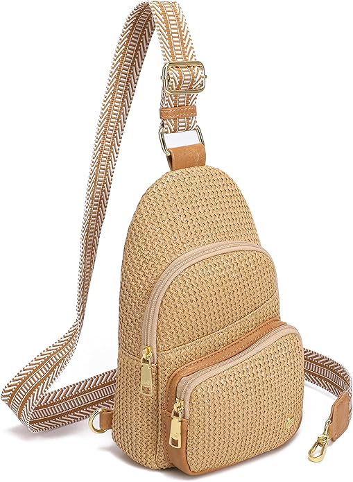 Haytijoe Summer Straw Purse Small Sling Bag RFID Blocking Crossbody Bags for Women Beach Raffia Bags Fanny Packs