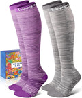 Thick Soft Cotton Compression Socks for Women Men 15-20mmHg Knee High Breathable Cotton Socks for All Day Comfort