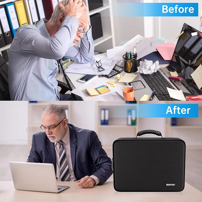 ENGPOW Fireproof Document Box with Lock, 5200℉ Soft Case Fireproof Box with 25 Colorful Pocket Accordion File Folder, Fireproof Water Resistant Safe File Organizer Storage for Important Documents
