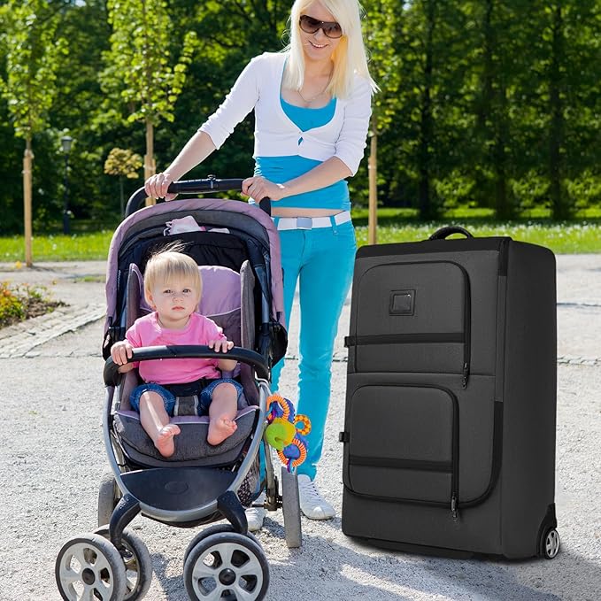 Padded Stroller Travel Bag with Wheels, Compatible with Nuna Mixx Next, UPPAbaby MINU V2 and MINU, Padded Stroller Storage Bag for Airplane, Foldable Gate Check Stroller Bag with Dual Handles