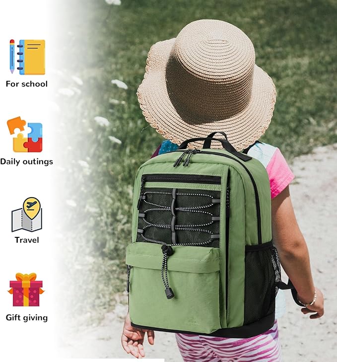 10L Small Size Casual Backpack for Kids Girls Boys Ages 3-9, Mini Waterproof Outdoor Sport Travel Hiking Camping Daypack (Black)
