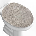 Microfiber Elongated Toilet Seat Cover 19.5"x 15" Machine Washable Solid Toilet Lid Cover Adjustable Rubber Backing Fits Most 18-19.5" L x 14-16" W Elongated Toilet Seat