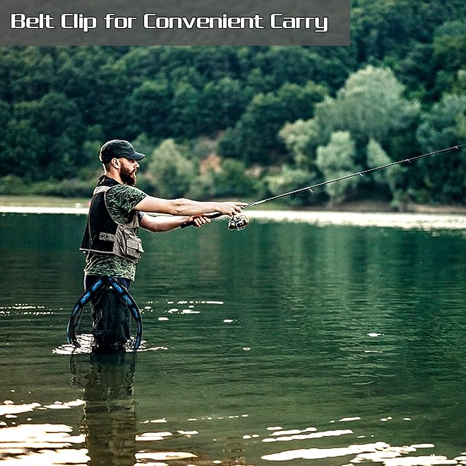 PLUSINNO Floating Fishing Net for Steelhead, Salmon, Fly, Kayak, Bass, Trout Fishing, Catfish, Rubber Coated Landing Net for Easy Catch & Release for Easy Transportation & Storage