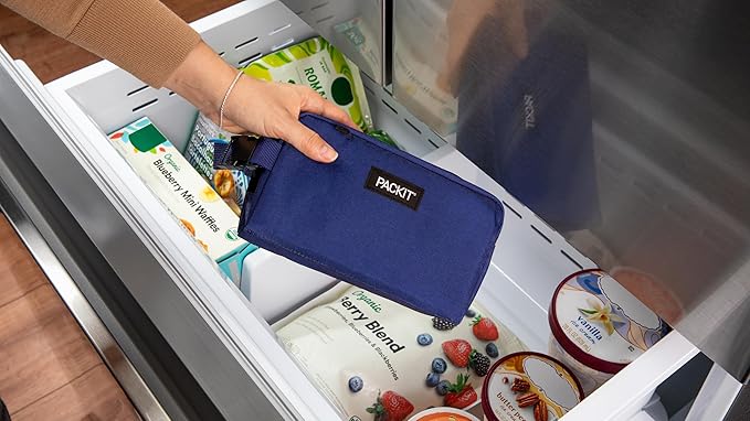 PackIt® Freezable Snack Bag, True Blue, Built with ECOFREEZE® Technology, Foldable, Reusable, Zip Closure, Designed For Keeping Snakcs Fresh On the Go, and Adults of all Ages