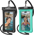 NEPHI IP68 Waterproof Phone Pouch 2 Pack-Up to 7.0"，Adjustable Neck Lanyard Floating Waterproof Phone Case for iPhone,Phone Dry Bags for Vacation Beach Pool Travel Essentials (Black Green 2 Pack)