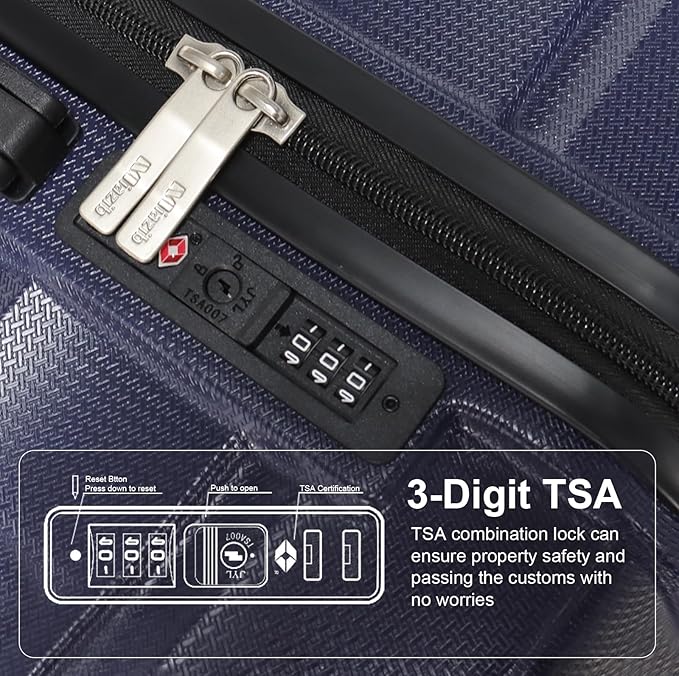 Luggage Sets Suitcases with Wheels Suitcase set Hardshell Luggage sets Clearance Luggage sets with TSA Lock 20/24/28 Inch Luggage Lightweight Suitcases with Wheels (Navy Blue)
