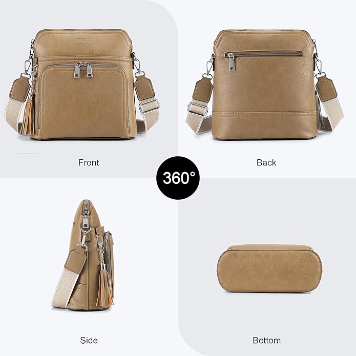 Crossbody Purse for Women,Lightweight Medium Crossbody Bag Soft Leather Women's Shoulder Handbags with Tassel
