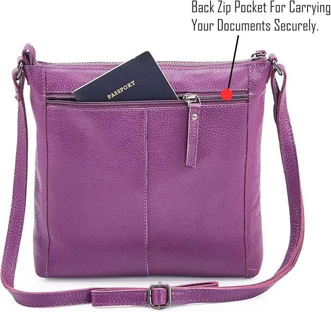 Small Soft Genuine Leather Crossbody Purse Women’s Sling Crossover Shoulder Travel Handbag with Triple Zipper