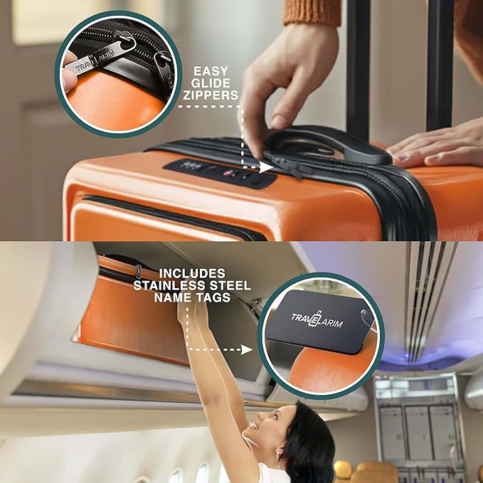 Luggage Sets 3 Piece, 22 Inch Carry on Luggage and 28 Inch Suitcases with Wheels Spinner, Durable Hard Shell Suitcase Set, Expandable Travel Suitcase, Orange