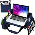 Travel Lap Desk, Travel Tray, Portable Lapdesk for Car, Remote Work, Road Trips, School, Laptop Pad with Storage Pocket, Tablet Holder, Shoulder Strap, Fits up to 15.6-Inch Laptop (Navy)