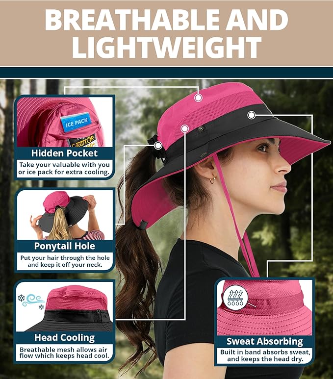 GearTOP Safari Sun Hat for Men and Sun Hats for Women UV Protection UPF 50+ Hiking, Gardening, Fishing