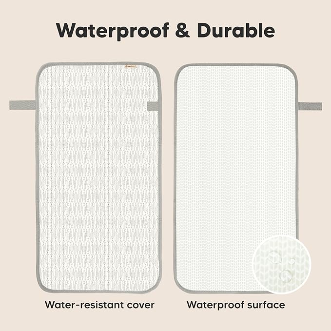 KeaBabies Portable Diaper Changing Pad, Easy Wipe Clean - Foldable Waterproof Baby Changing Mat for Diaper Bag, Compact, Lightweight, 25x13 Baby Changer Travel Essential, Machine Washable (Prism)