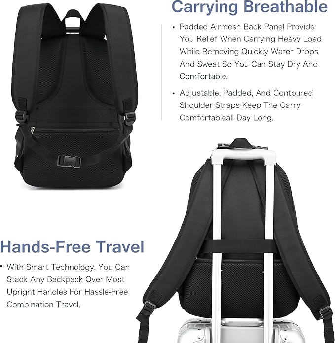 Boniyee Travel Backpack 17.3 Inch, Business Anti-Theft Laptop Bag with USB Charging Port, Waterproof