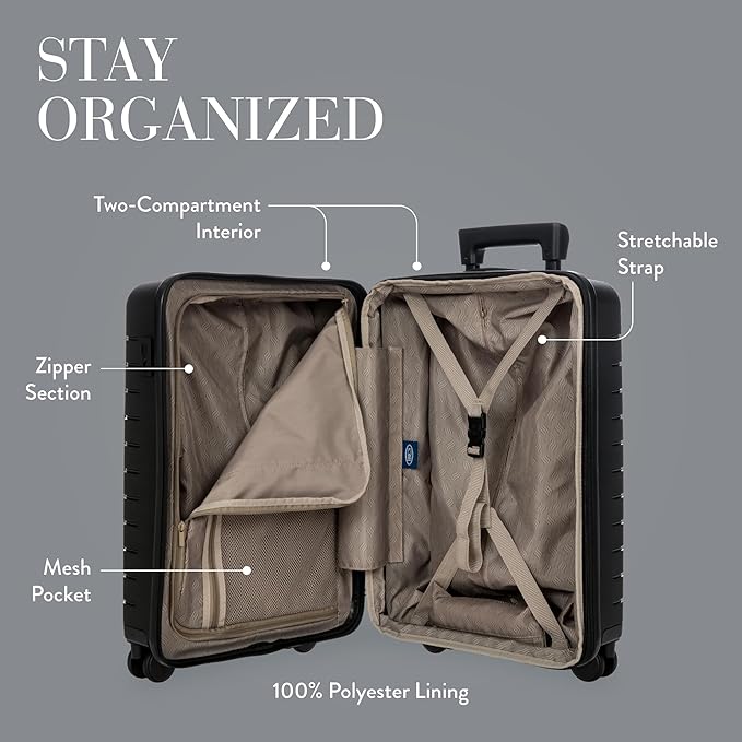Bric's B|Y Ulisse Spinner Carry-On Suitcase, Lightweight Expandable Hard Shell Luggage with TSA Lock and Smooth 360° Wheels 21 Inch – Nero