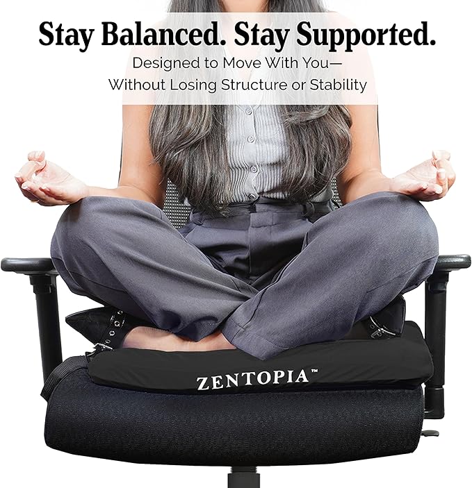 Gel and Memory Foam Seat Cushion – Office – Ergonomic Cushion Pad for Tailbone Pain - Desk Chair Car Seat Cushion Driving - Sciatica & Back Pain Relief (Black)