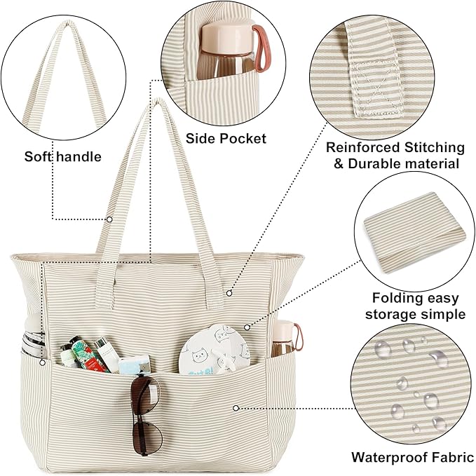 Waterproof Beach Tote Pool Bags for Women Ladies Extra Large Gym Tote Carry On Bag With Wet Compartment for Weekender Travel