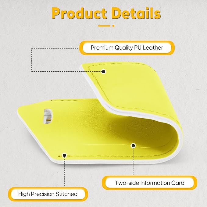 Travelambo Luggage Tags for Suitcases Faux Leather Privacy Protection 2 Pack Bag Tags Travel Accessories Essential, Light Yellow