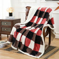 PU MEI Sherpa Blanket Twin Plaid Thick Bed Blanket, 80”*90”Super Soft Flannel Fuzzy Fleece Reversible Velvet Plush Warm Blanket for Couch (Black Red Check)