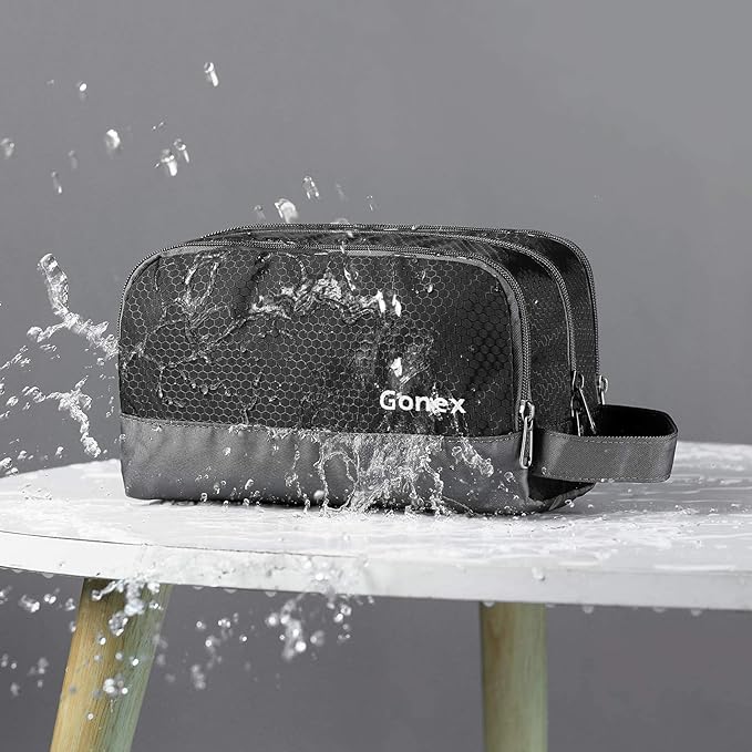 Gonex Travel Toiletry Bag Nylon, Dopp Kit Shaving Bag Toiletry Organizer Black