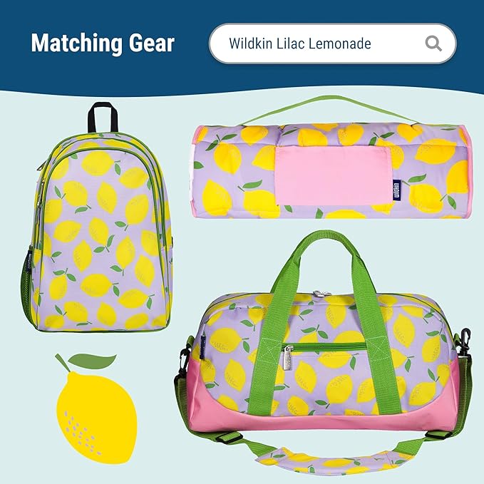 Wildkin Kids Insulated Lunch Box – Durable and Reusable for School & Travel - Lilac Lemonade