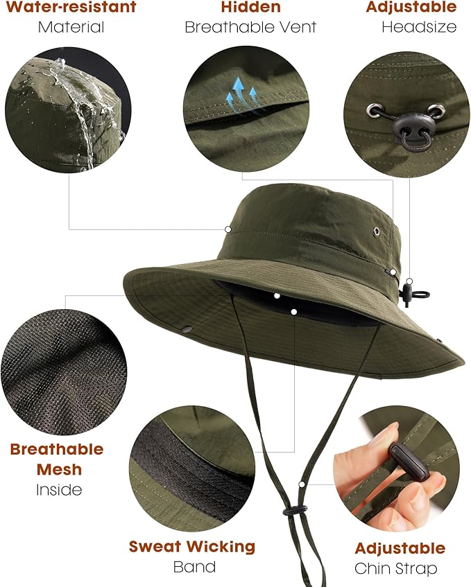FURTALK Sun Hats for Women with Ponytail Hole Wide Brim Beach Bucket Hat UPF 50+ Fishing Hiking Outdoor Hats