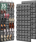 35 Pocket Over the Door Shoe Organizer,Reusable Breathable Large Mesh Bag Men's & Women's Sneaker Organizer,Shoe Organizer for Kids,Hanging Shoe Storage Hanging Bag (2PCS-Gray)