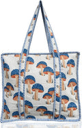 Cotton Quilted Tote Bag for Women – Large Beach & Travel Tote with Zipper, Reusable Grocery Bag