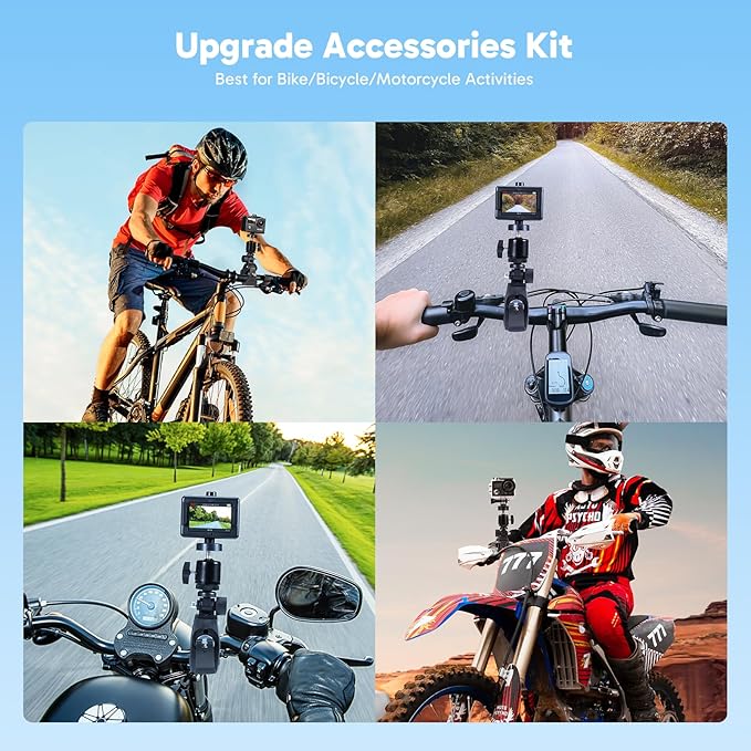 AKASO Brave 4 Action Camera 4K 30fps with 64GB MicroSD Card Bundle 20MP Ultra HD 131FT Waterproof Underwater Camera EIS WiFi Remote Control 5X Zoom Sport Cameras with Bicycle Accessories Kit