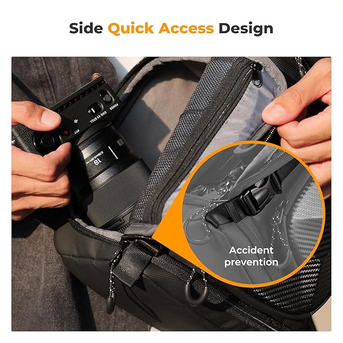 K&F CONCEPT Camera Sling Bag Crossbody Bag Hardshell Camera Shoulder Backpack DSLR/SLR/Mirrorless Camera Case Photography Bags for Photographer