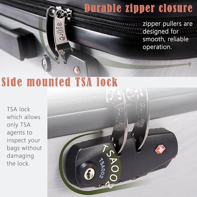 Coolife Luggage Expandable Suitcase PC+ABS 3 Piece Set with TSA Lock Spinner 20in24in28in
