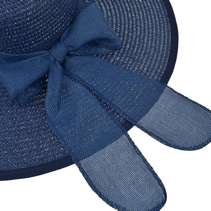 DRESHOW Beach Hats for Women Big Straw Wide Brim Summer Hat Floppy Foldable Roll up Cap Sun Hat UPF 50+