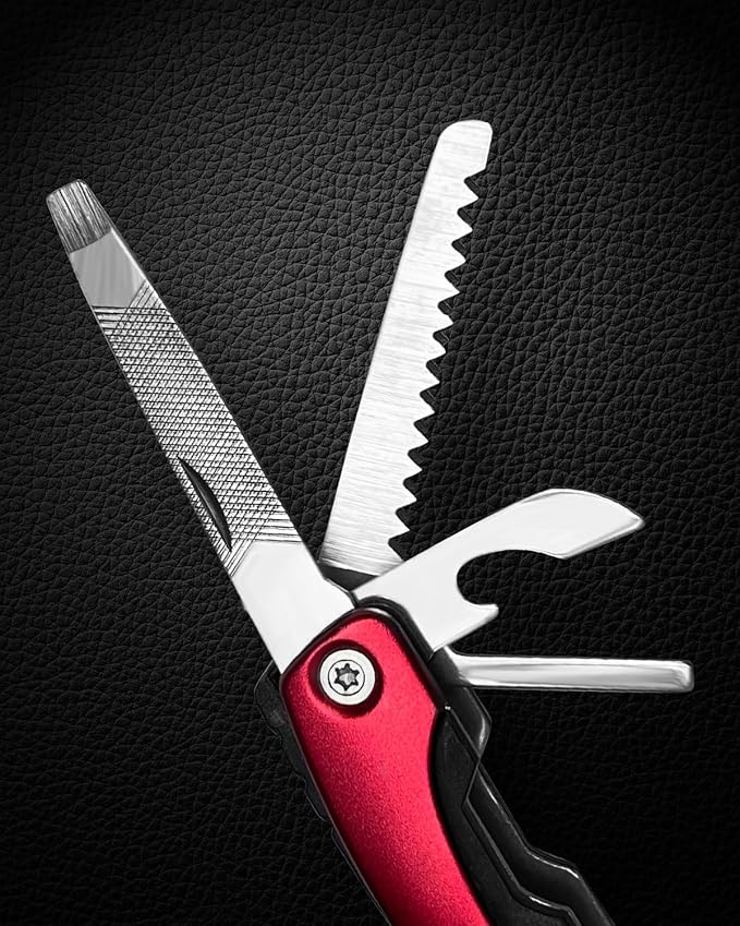 UNOONE 11-in-1 Multitool Pliers - Stainless Steel Pocket Knife with Pliers, Screwdriver & Bottle Opener - Aluminum Handle EDC Knives for Survival, Camping, Hunting, Hiking - Gift for Men Women (Blue)