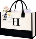 BAGAIL Initial Tote Bag, Personalized Birthday Gifts for Women, Teacher, Friends, Mom, Wedding, Monogrammed Beach Bag