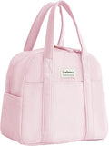 Insulated Lunch Bag for Women, 6-Hour Cold Retention Cooler Tote with Sturdy Handle, 15-Can Spacious Capacity, Leakproof Corduroy Fabric & Aluminum Foil Lining, (Pink)