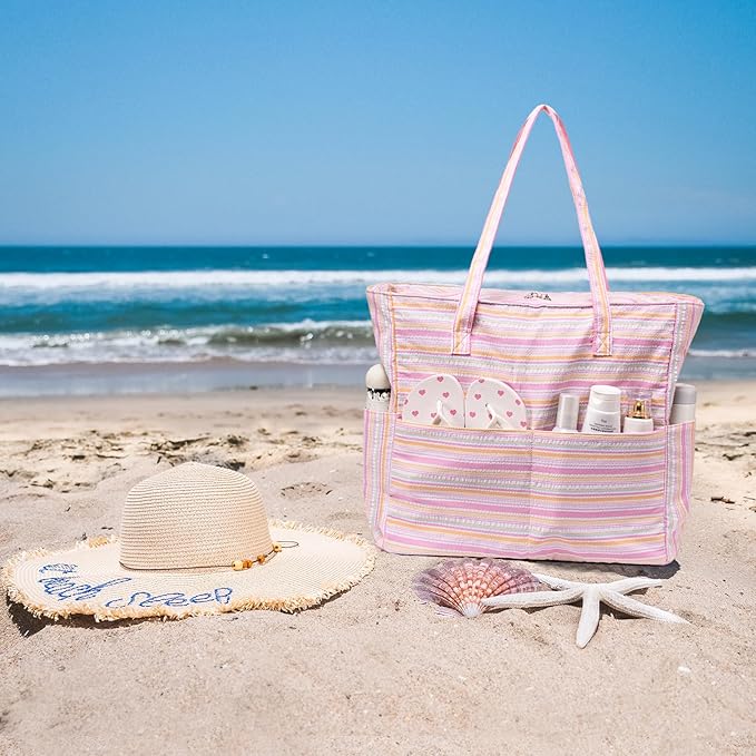 Waterproof Beach Tote Pool Bags for Women Ladies Extra Large Gym Tote Carry On Bag With Wet Compartment for Weekender Travel
