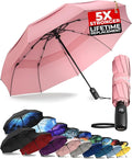 TUMELLA Strongest Windproof Travel Umbrella (Compact, Superior & Beautiful), Small Strong but Light Portable and Automatic Folding Rain Umbrella, Durable Premium Grip, Fits Car & Backpack