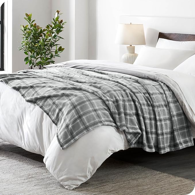 Bare Home Fleece Blanket - King Size - Ultra-Soft Lightweight for Bed, Sofa, and Couch - Luxury Microplush - Cozy Warm Blanket (King, Tartan Plaid)