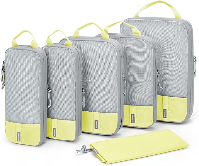BAGSMART 6 Set Compression Packing Cubes - Lightweight Travel Essentials, Durable Luggage Organizer