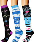 CHARMKING Compression Socks for Women & Men Circulation (3 Pairs) 15-20 mmHg is Best Support for Athletic Running Cycling