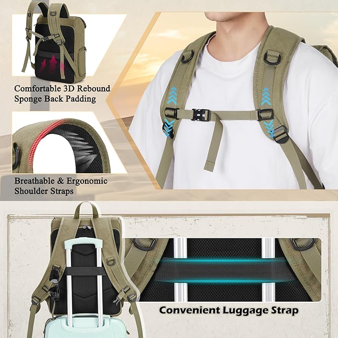 RAINSMORE Camera Bag Backpack for DSLR/SLR Mirrorless 15.6 Inch Laptop Camera Back Pack for Photographers Anti-Theft Photography Bags Case with Tripod Holder & Rain Cover, Green