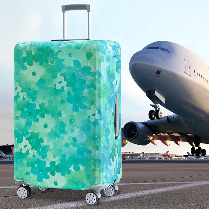 Travelkin Luggage Covers For Suitcase Tsa Approved,Suitcase Cover Protector Fit 18-32 Inch Luggage (Blue Floral, M)