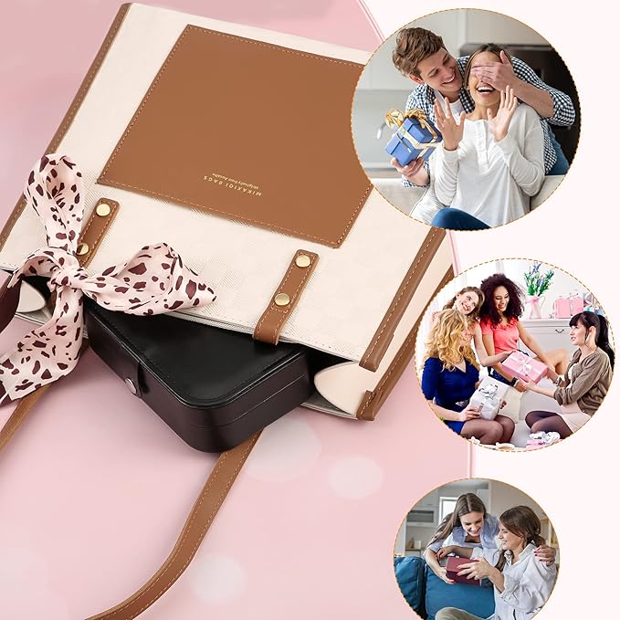 Travel Jewelry Box, PU leather Small Jewelry Organizer For Female Girls, double layer portable mini travel case for storing earrings, rings, necklaces.(Black)