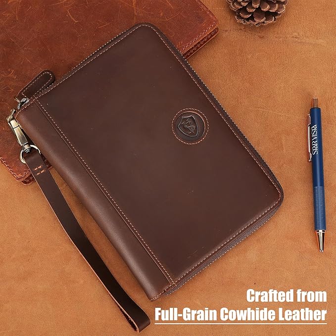 STAR VISTA Lorenzo Full Grain Leather Family Passport Wallet for 4, Large Travel Document Organizer for Exquisite Voyagers, Multi-Currency Compartments, RFID Blocking, AirTag Track, Espresso Brown