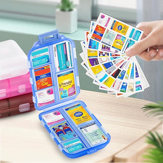 Small Pill Case Travel Pill Box Cute Pill Organizer for Purse Portable Daily Medicine Organizer 10 Compartment Pill Holder for Vitamins, Fish Oil, Supplements