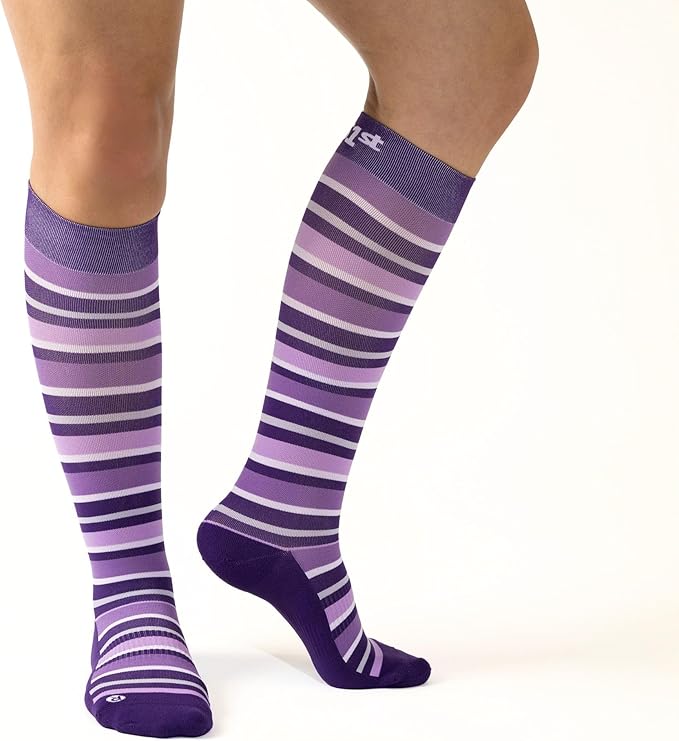 Medical Grade Compression Socks for Men & Women 15-20 mmHg by OrthoSleeve (Purple w/Stripes, X-Large)